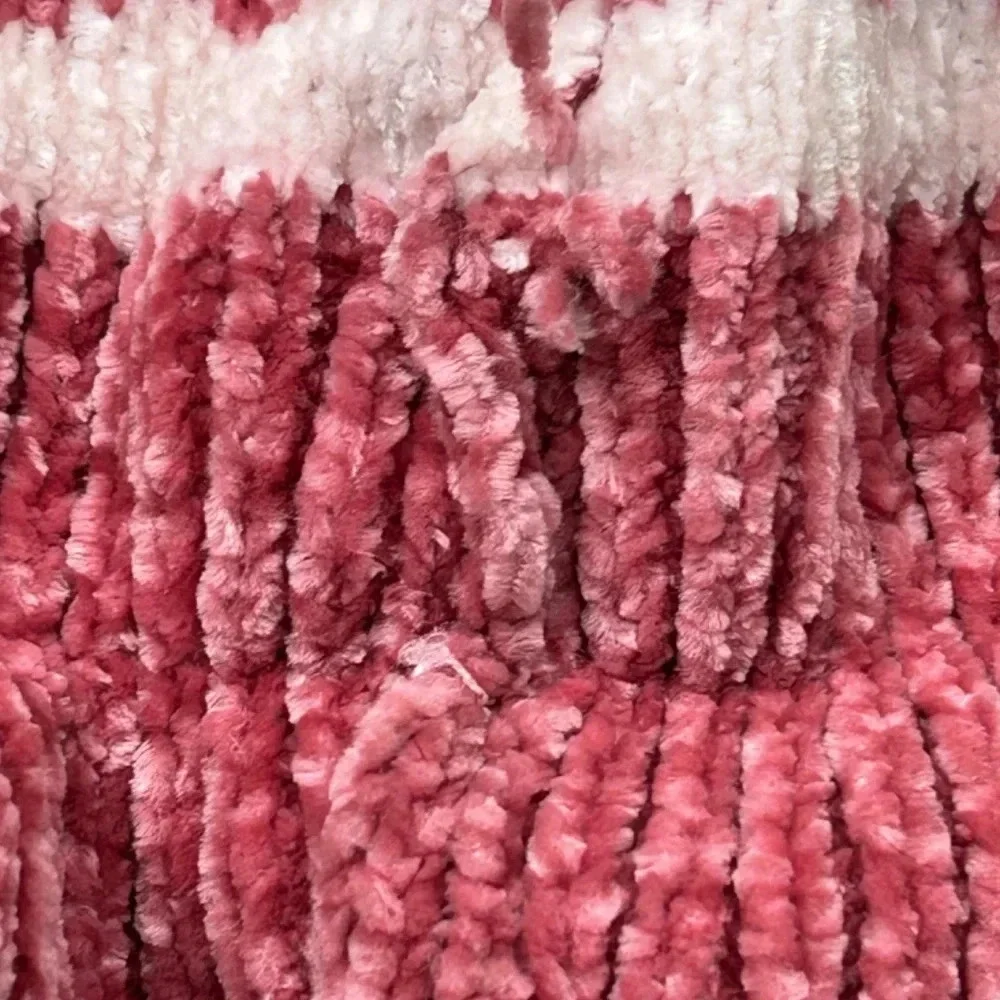 Tobys Pink and‎ White Winter Hat with Brown 